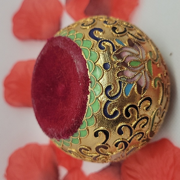 Cloisonne enamel brass round paper weight - Picture 5 of 5